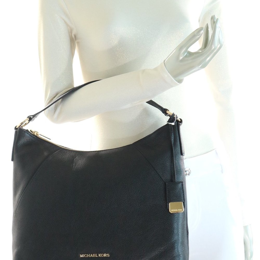 Michael Kors Karson L Leather Shoulder Bag Black